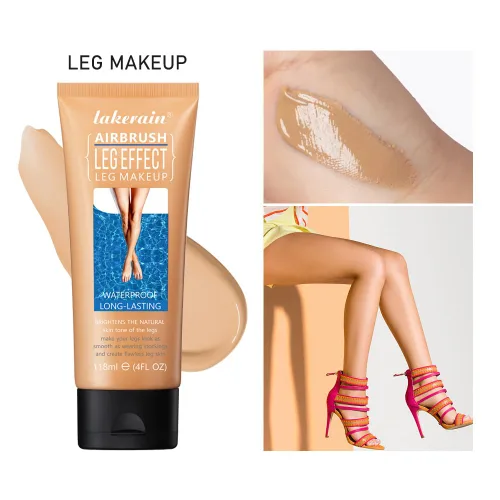 Vista 5 de Maquillaje de piernas impermeable, corrector corporal sin transferencia, cobertura para venas, cicatrices, tatuaje (#02 brillo medio, 1 unidad)