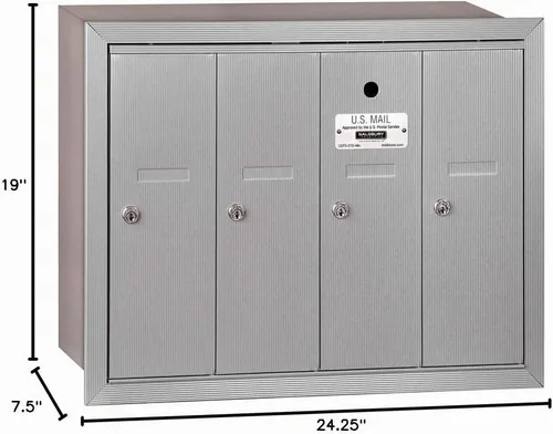 Vista 2 de Salsbury Industries Buzón, 30 lb, empotrado, 3504ARU - 1 cada uno Aluminio