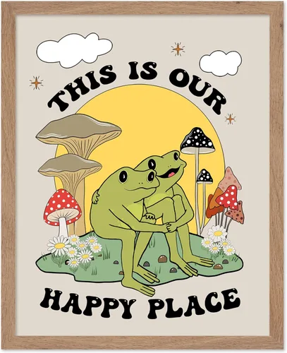 Vista 79 de Poster Master All That Is Meant To Be Poster - Retro Frog on Mushroom Print - Meditation Art - Motivational Design - Preppy Print - Trendy Decor