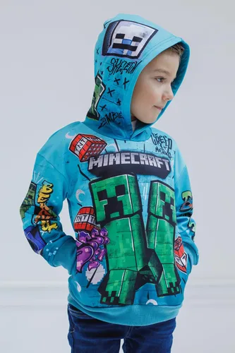 Vista 4 de Minecraft Sudadera con capucha de forro polar para niños pequeños a niños grandes (4-18-20)