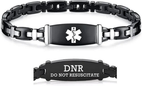 Vista 27 de LinnaLove Lady Medical Alert - Pulseras médicas de acero inoxidable para mujer, 7.5 pulgadas