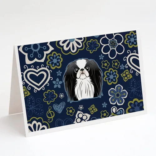 Vista 46 de Caroline's Treasures BB5095GCA7P - Tarjetas de felicitación y sobres con diseño de flores azules y sabuesos afganos, paquete de 8 tarjetas en blanco