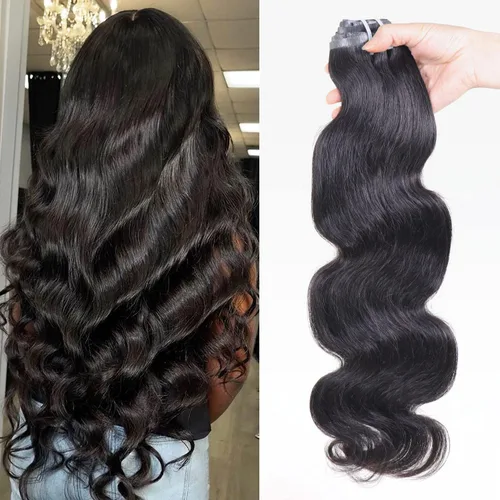 Vista 9 de Extensiones de cabello humano rizado sin costuras 3A 3B, color negro natural, ultra fino, doble trama, PU, invisible, clip, 7 unidades, 14 pulgadas