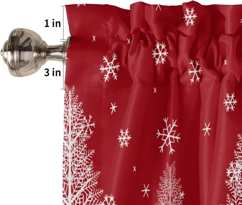 Vista 6 de Cenefas de Navidad para ventanas de cocina, cenefa de árbol de Navidad para sala de estar, cenefa de ventana de renos de invierno con bolsillo