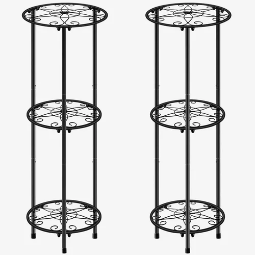 Vista 8 de CASIMR - Soporte para plantas para interiores y exteriores, estante de metal inoxidable para flores, 2 niveles de 23.9 pulgadas, soporte alto