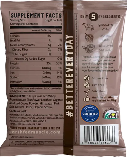 Vista 2 de Earth Fed Muscle Dark Arts - Suero de chocolate negro salado, una porción