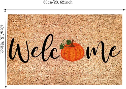 Vista 3 de Decoración de Halloween para puerta al aire libre, 23.6 x 15.7 pulgadas, lavable, impermeable, faroles de calabaza, tapetes para puerta delantera