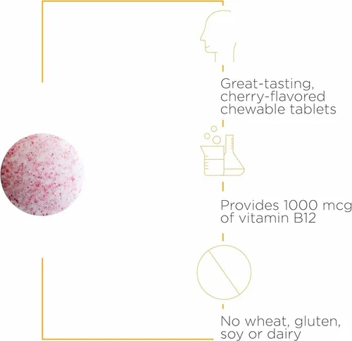 Vista 3 de Integrative Therapeutics B12-Active - Suplemento B12 para apoyo a la función nerviosa* - Soporte masticable - Sin lácteos, soja y gluten - Sabor a