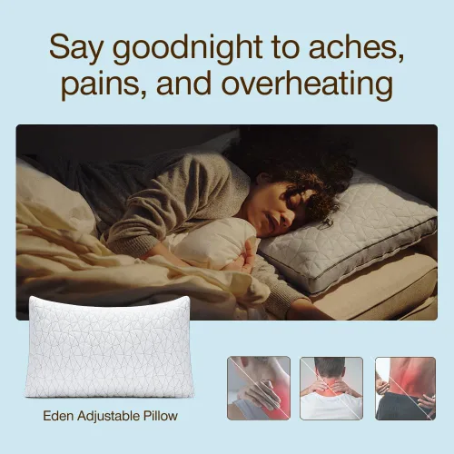 Vista 3 de Coop Home Goods Eden - Almohada de cama tamaño Queen para dormir de espalda, estómago y de lado, gel refrescante de espuma viscoelástica suave