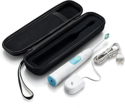 Vista 3 de Carcasa rígida para Philips Sonicare 2 Series placa control Sonic recargable cepillo de dientes eléctrico, con bolsillo de malla
