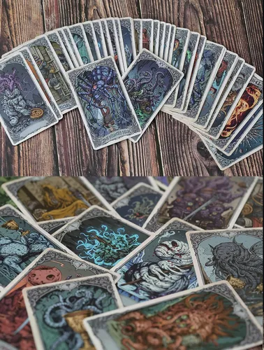 Vista 3 de Cthulhu - Juego de misterio de pulpo, fantasía mítica, cartas de tarot, cartas coleccionables de adivinación, barajas para fiesta mágica, tarjetas