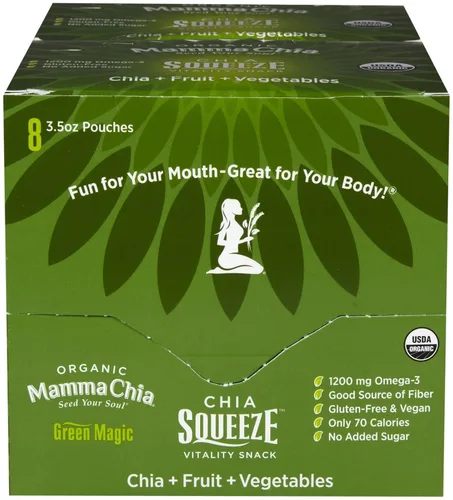 Vista 2 de Mamma Chia Paquetes para apretar, magia verde, 3.5 onzas, paquete de 16