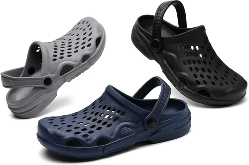 Vista 7 de FLIOZY Zuecos de jardín para hombre, antideslizantes, sandalias de ducha para verano, al aire libre, sandalias de playa