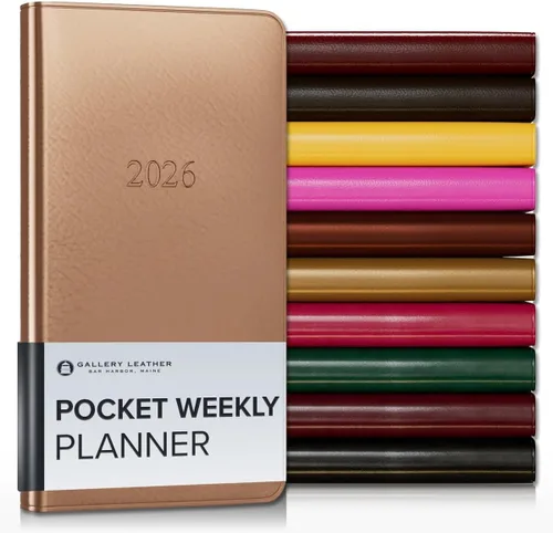 Vista 18 de Gallery Leather Planificador Semanal y Mensual Grande 2025-2026, Calendario Planificador y Cuaderno Elegantemente Encuadernado con Elegantes Bordes