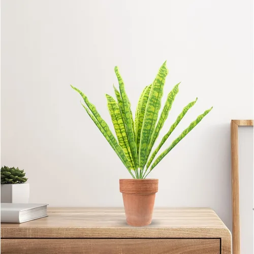 Vista 2 de HOMSFOU Plantas de interior Sansevieria Planta de serpiente, vegetación de plástico, planta de agave artificial para decoración de interiores