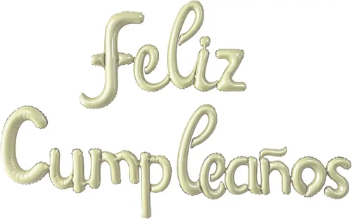 Vista 3 de Cartel de globos de Feliz Cumpleanos con 5 globos de estrella para fiesta temática (beige)