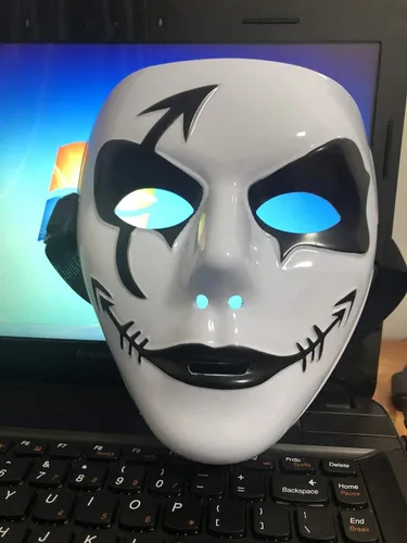 Vista 6 de Dzrige Máscara de Halloween para fiesta espeluznante, fantasma, cosplay, máscara de hip hop, baile callejero, actuaciones, utilería