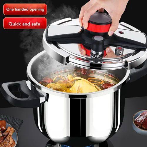 Vista 4 de Luqeeg Olla a presión de acero inoxidable, olla a presión grande de 100 KPa, olla a presión multifuncional a prueba de explosiones con tapa