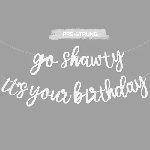 Vista 38 de BEISHIDA Pancarta Black Go Shawty It's Your Birthday de 11.4 pies, SIN BRICOLAJE - Pancarta de Feliz Cumpleaños con Purpurina Tema Hip Hop - Negro