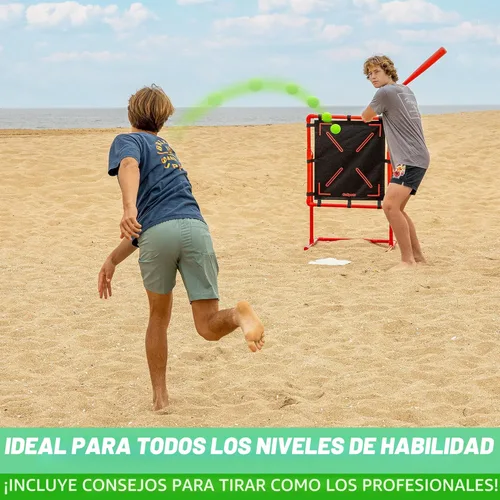 Vista 5 de GoSports LotBall Juego de Bate y Pelota de Béisbol para Patio Trasero - Juego de Béisbol de Plástico para Niños