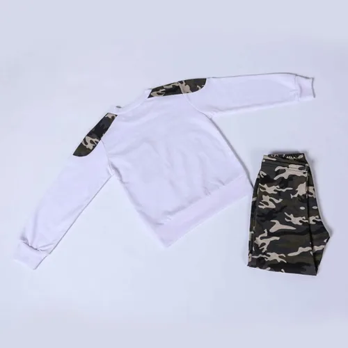 Vista 4 de Conjunto de ropa de otoño de 2 piezas para bebés y niños pequeños, sudadera de manga larga + pantalones de camuflaje