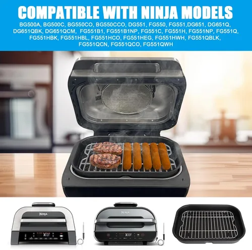 Vista 7 de Outspark Rejilla asada y olla de cocina para Ninja Foodi FG551/DG551 Smart XL Accesorios para parrilla de interior, estante para freidora de aire