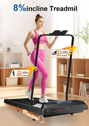 Vista 2 de Cinta de correr con asa extraíble, 2.5HP Cintas de correr portátiles para el hogar y la oficina, capacidad de 270 libras, cinta de correr debajo