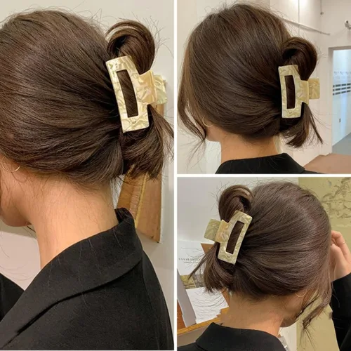 Vista 4 de Pinzas para el cabello de 3 pulgadas, diseño francés, pinza rectangular para el cabello para mujeres, damas y madres (paquete de 2)