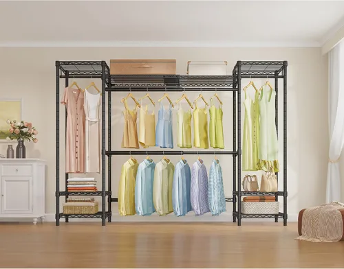 Vista 6 de VIPEK X30 Perchero extensible ajustable de 5 pies a 6 pies 11 pulgadas, capacidad de 950 libras, armario portátil resistente con 4 barras de Negro