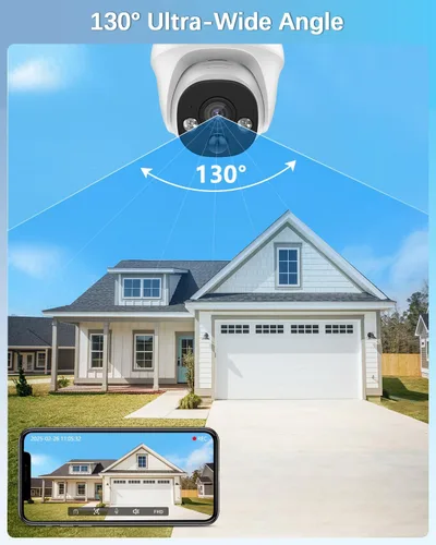 Vista 5 de 【Gran angular de 130° y 90 días de almacenamiento】Sistema de cámara de seguridad de cúpula con cable, sistemas de cámara de videovigilancia