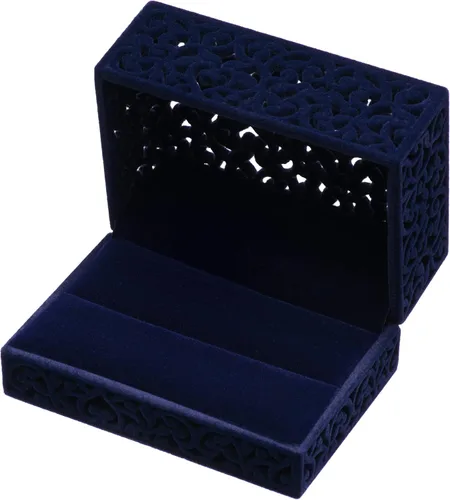 Vista 2 de Caja hueca de terciopelo para anillos, caja de joyería de terciopelo para parejas, caja de soporte de doble anillo, regalo de compromiso