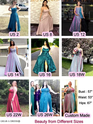 Vista 2 de Vestidos largos, acampanados y con bolsillos para baile de graduación, vestido formal de fiesta, de noche y de baile con aberturas laterales