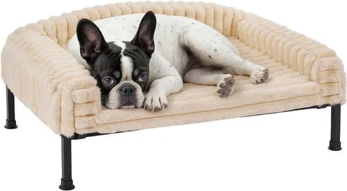 Vista 9 de Veehoo Cama elevada para perros con cojín de cojín, sofá cama de felpa esponjosa para perros pequeños, gatos, cuna elevada lavable para mascotas