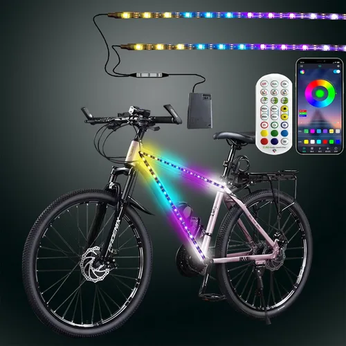 Vista 10 de Luces de bicicleta, se pueden recortar, impermeables, luces de bicicleta para montar por la noche, para niños, adultos, niños y niñas
