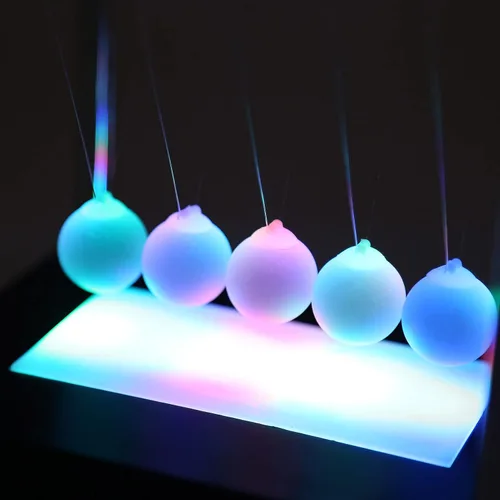 Vista 4 de Luminous Newtons Cradle, Perpetual Motion Desk Toy with Color Changing Swinging Balls, Magnetic Pendulum Balls for Stress Relief and Physics