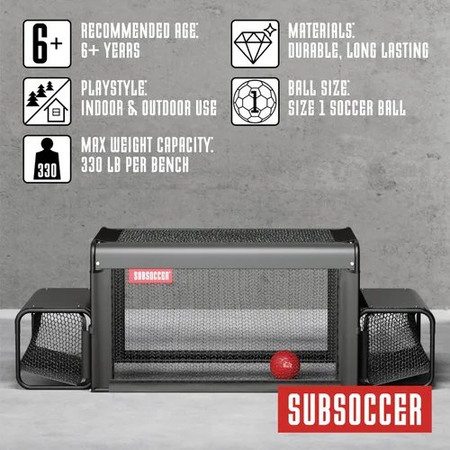 Vista 6 de Subsoccer S3 Juego de Fútbol de Mesa Portátil Resistente para Interiores y Exteriores con Bancos y Pelota, Diseño de Fácil Montaje y Transporte