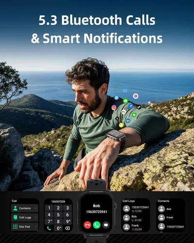 Vista 2 de Parsonver Smart Watch for Men Women GPS, 10-Day Battery Fitness Tracker with Bluetooth Calling, 100+ Sports Modes, Heart Rate, Sleep Monitor, Step