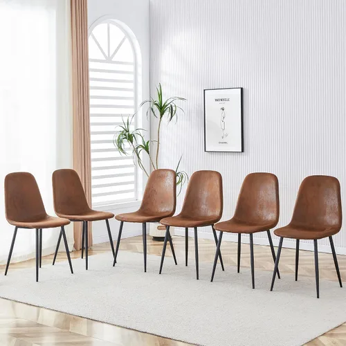 Vista 15 de gopop Juego de 4 sillas de comedor, modernas sillas de comedor de cocina, sillas laterales tapizadas para comedor en piel sintética, respaldos
