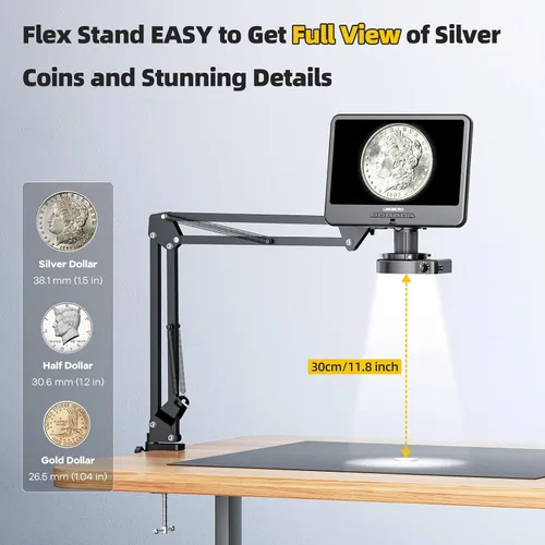 Vista 4 de LM109A Microscopio Digital de 10,1", soporte de brazo flexible con Negro