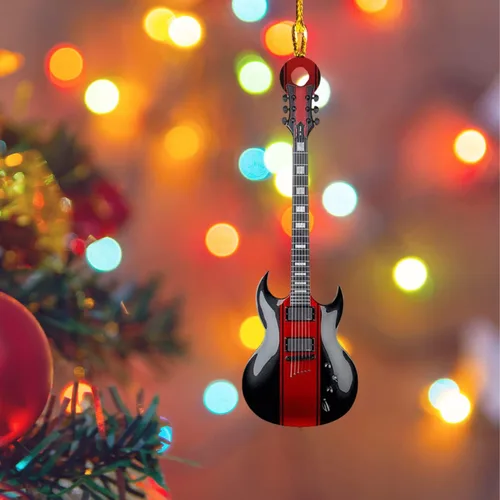 Vista 22 de MoonArt Adorno personalizado de guitarra de piano, nota musical de piano, adorno con forma de madera acrílica, regalo para amantes de la guitarra