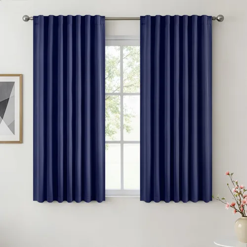 Vista 35 de ANRODUO Juego de 2 cortinas con bloqueo de luz del 99%, cortinas de 84 pulgadas de largo, cortinas negras para dormitorio, cortinas con aislamiento