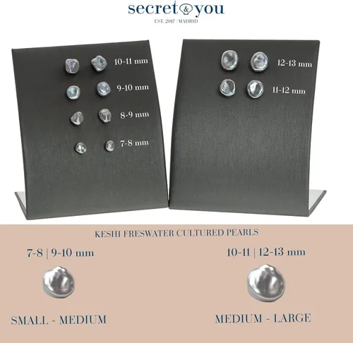 Vista 6 de SECRET & YOU - Pendientes de perlas Keshi cultivadas de agua dulce en blanco y gris de SECRET & YOU Plata de ley 925 Disponible en 10 tamaños
