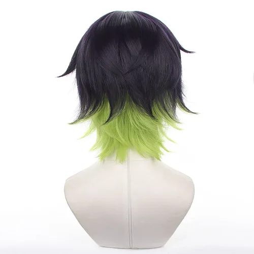 Vista 4 de Pelucas de repuesto para cabello corto de Oliver Aiku con candado azul para cosplay, anime, para hombres, niños, para festival, Halloween, fiesta