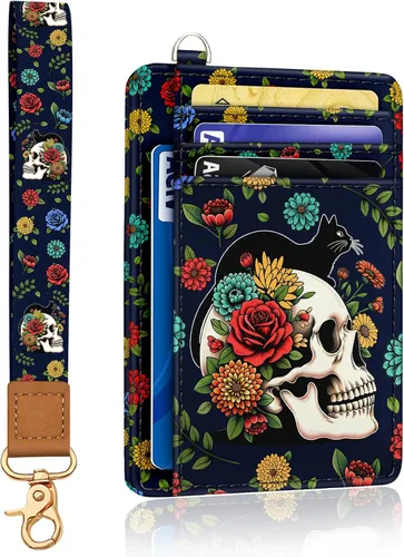Vista 26 de Yonlevres Cartera delgada para tarjetas de crédito, cartera RFID para mujer, bolsillo frontal, soporte para tarjetas pequeñas, estuche para tarjetas