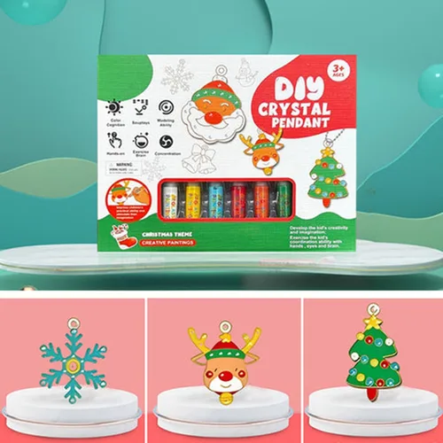 Vista 4 de Juego de manualidades y manualidades de pintura de cristal, kit de pintura de cristal, arte de bricolaje para niños, kit de llaveros de pintura