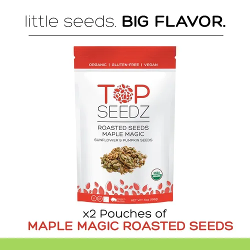 Vista 3 de Top Seedz Semillas tostadas mágicas de arce vegano sin gluten certificadas orgánicas, paquete de 2, 6 onzas, hechas de semillas de girasol