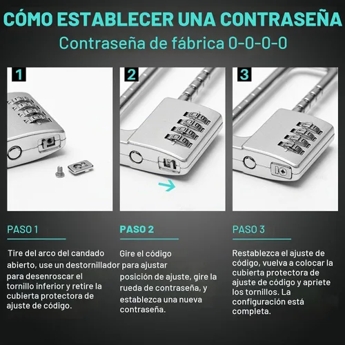 Vista 5 de Gisafai - 2 cerraduras combinadas de 4 dígitos para gabinete, en forma de U