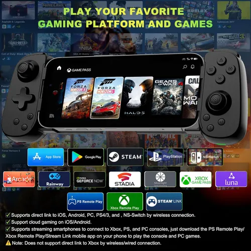 Vista 6 de Phone Game Controller for iPhoneAndroidPCSwitch, Play COD, Genshin, Diablo, Support Streaming on PS4PS3XboxPC Console, Cloud Gaming Wireless Gamepad