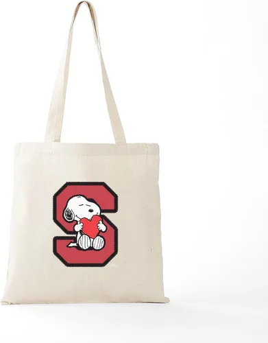 Vista 5 de CafePress Peanuts Snoopy Reusable Beige Canvas Tote Shopping Bag