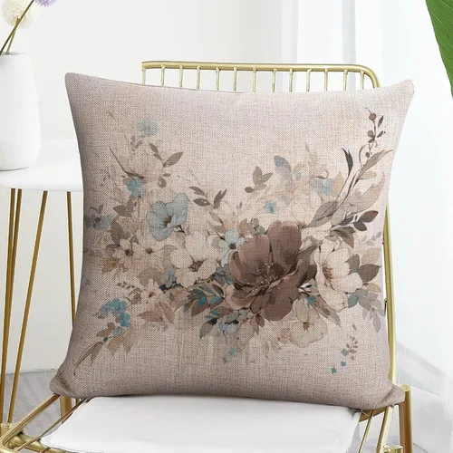 Vista 7 de Fundas de cojín cuadradas para exteriores, primavera, verano, margaritas, hojas florales, acuarela, Janne Kahila, floral, estilo gris claro